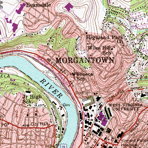 Topographic Map of Seneca School (historical), WV