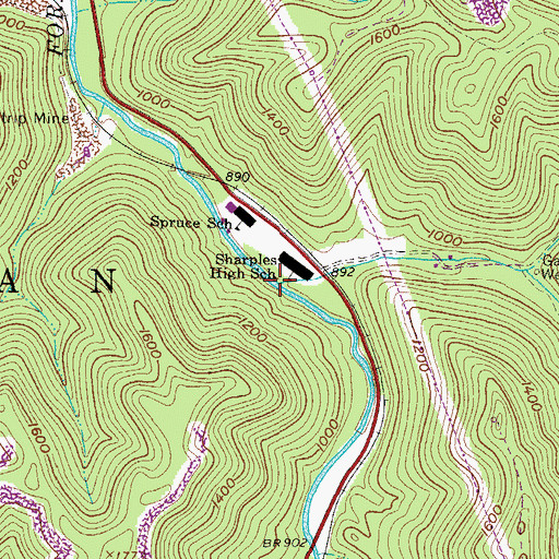 Topographic Map of Seng Camp Creek, WV
