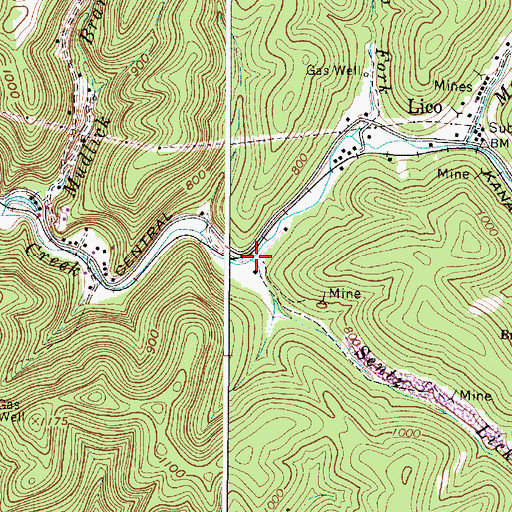 Topographic Map of Sentz Lick Branch, WV