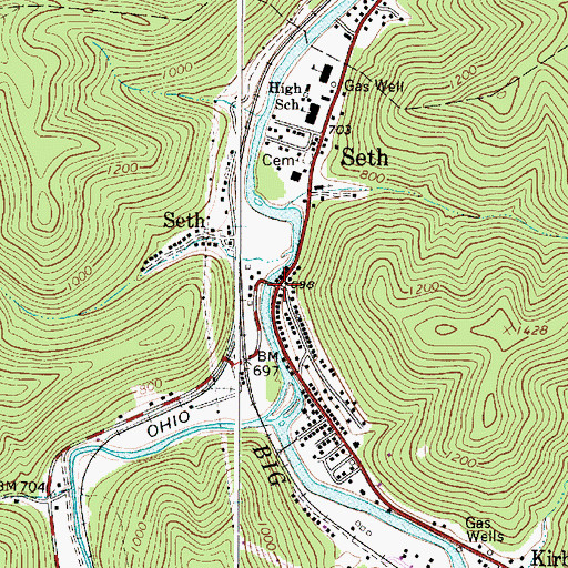Topographic Map of Seth, WV