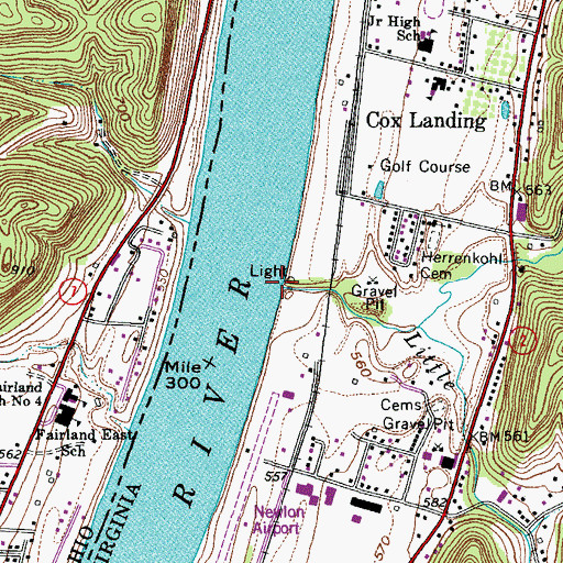 Topographic Map of Sevenmile Creek, WV