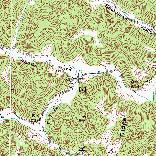 Topographic Map of Shady Fork, WV