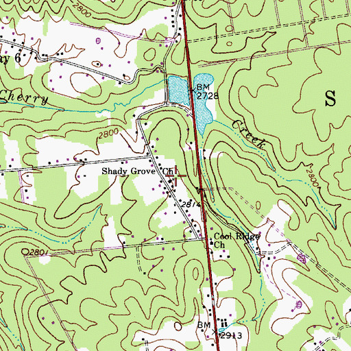 Topographic Map of Shady Grove Church, WV