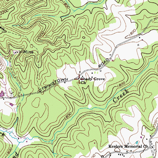Topographic Map of Shady Grove Church, WV