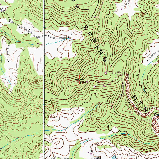 Topographic Map of Shady Spring Mountain, WV
