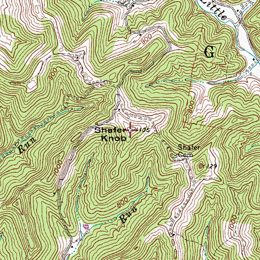 Topographic Map of Shafer Knob, WV
