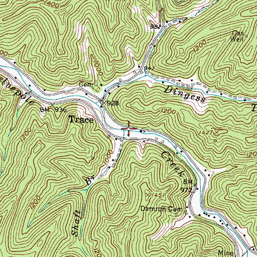 Topographic Map of Shaft Branch, WV
