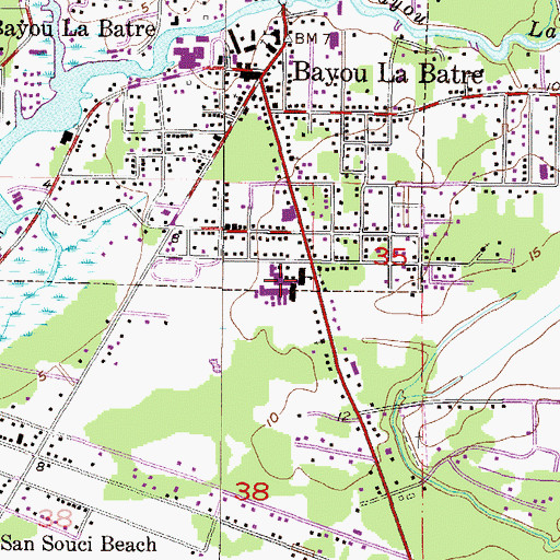 Topographic Map of Peter F Alba High School, AL