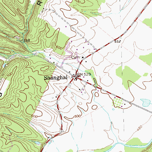 Topographic Map of Shanghai, WV