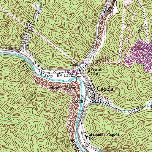 Topographic Map of Shannon Branch, WV