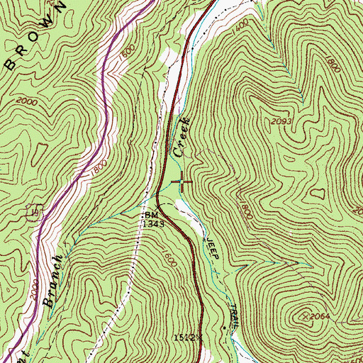 Topographic Map of Shant Branch, WV