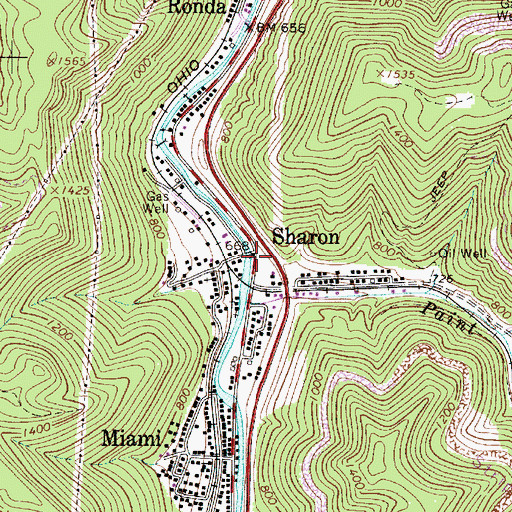 Topographic Map of Sharon, WV