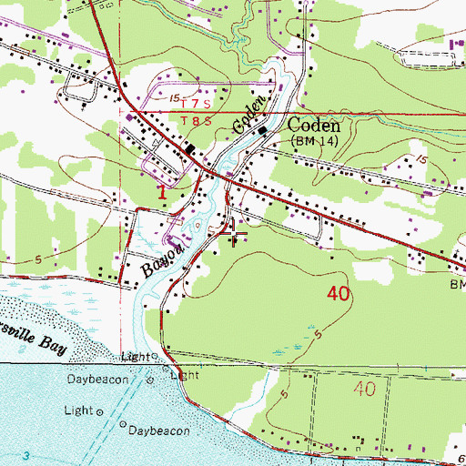 Topographic Map of Coden United Methodist Church, AL