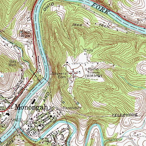 Topographic Map of Shavers Cemetery, WV