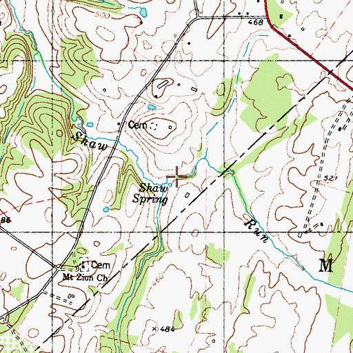 Topographic Map of Shaw Spring, WV
