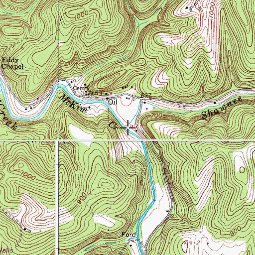 Topographic Map of Shawnee Run, WV