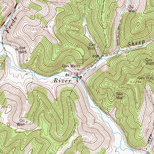 Topographic Map of Sheep Run, WV