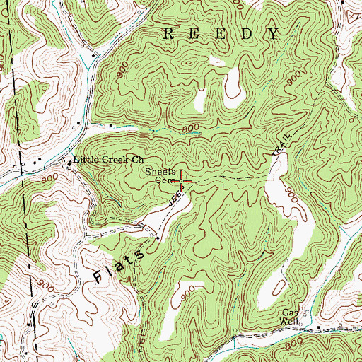 Topographic Map of Sheets Cemetery, WV