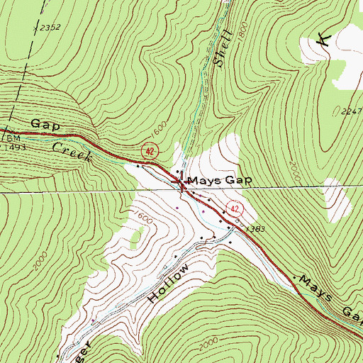 Topographic Map of Shell Run, WV