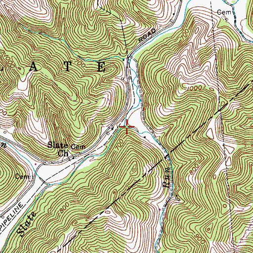 Topographic Map of Shelving Rock Run, WV
