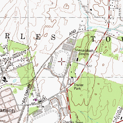 Topographic Map of Shenandoah Downs, WV