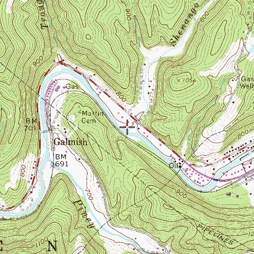 Topographic Map of Shenango Creek, WV