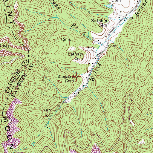 Topographic Map of Shepard Cemetery, WV