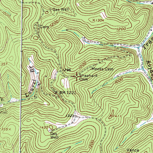 Topographic Map of Shepherd Cemetery, WV