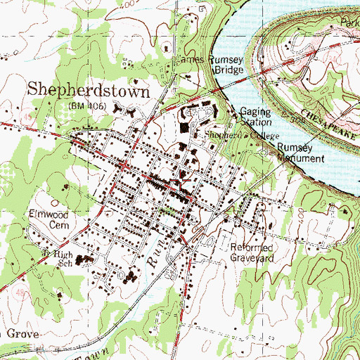 Topographic Map of Shepherd University, WV