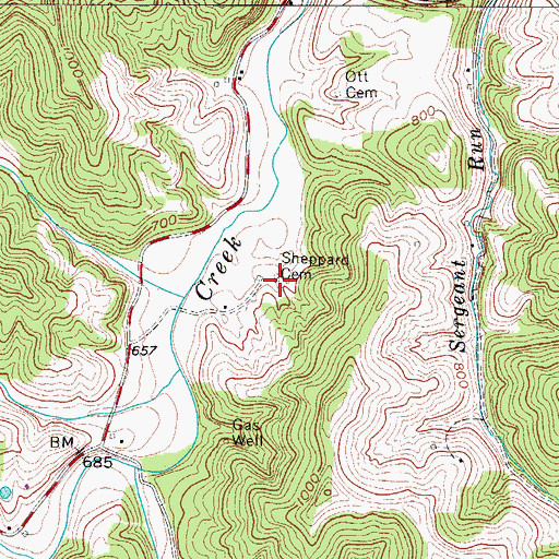 Topographic Map of Sheppard Cemetery, WV