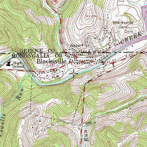Topographic Map of Sheppards Run, WV
