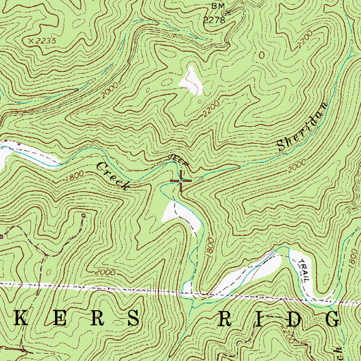 Topographic Map of Sheridan Branch, WV