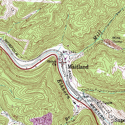 Topographic Map of Shiloh Church, WV