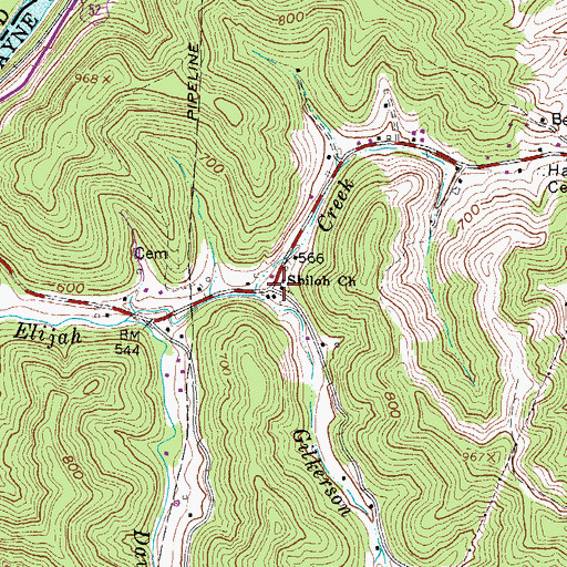 Topographic Map of Shiloh Church, WV