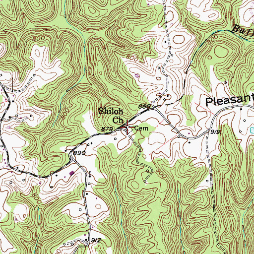 Topographic Map of Shiloh Church, WV