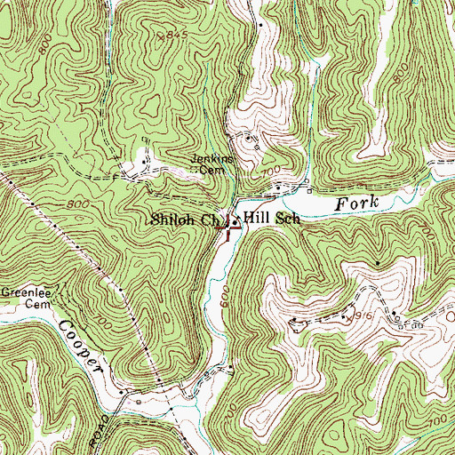 Topographic Map of Shiloh Church, WV