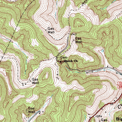 Topographic Map of Shiloh Church, WV