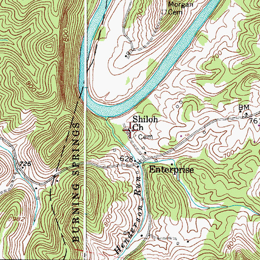 Topographic Map of Shiloh Church, WV