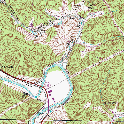 Topographic Map of Shoal Branch, WV