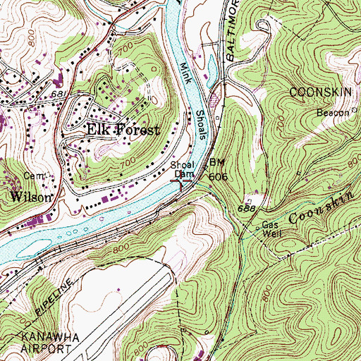 Topographic Map of Shoal Dam, WV