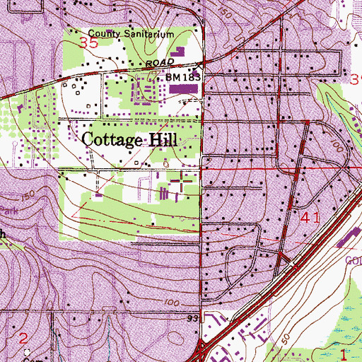 Topographic Map of Saint Lukes School, AL