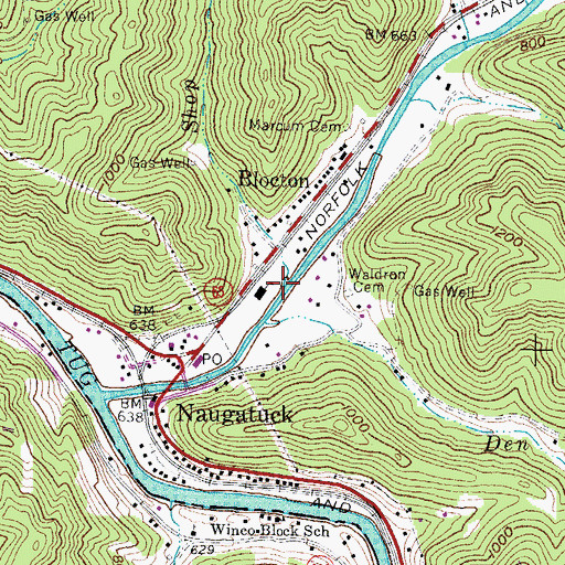 Topographic Map of Shop Branch, WV