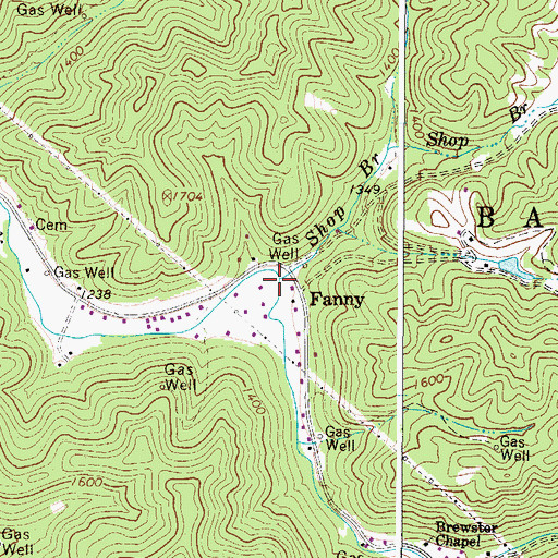 Topographic Map of Shop Branch, WV