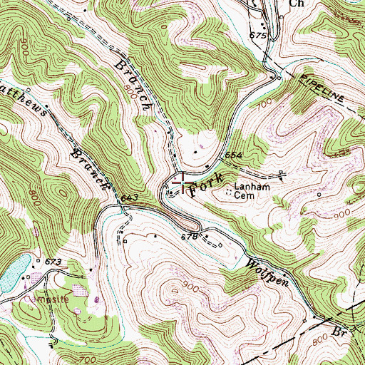 Topographic Map of Short Branch, WV