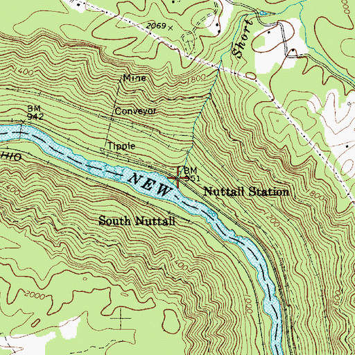 Topographic Map of Short Creek, WV