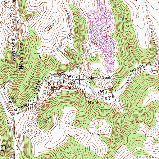 Topographic Map of Short Creek United Methodist Church, WV