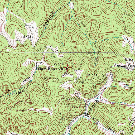 Topographic Map of Short Ridge Church, WV