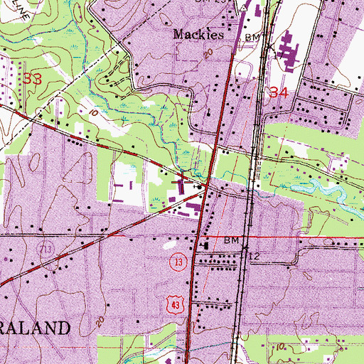 Topographic Map of Sara-Del Plaza Shopping Center, AL