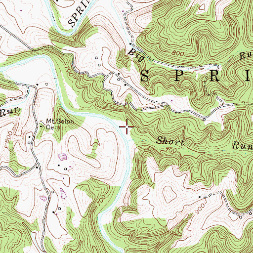 Topographic Map of Short Run, WV