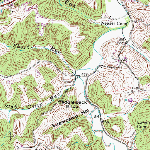 Topographic Map of Short Run, WV